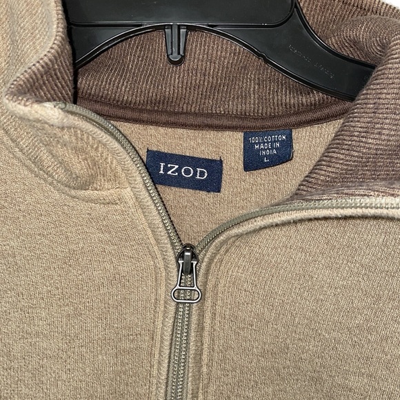 Mens tan or camel color large long sleeve 1/4 zip pullover. - Picture 10 of 11